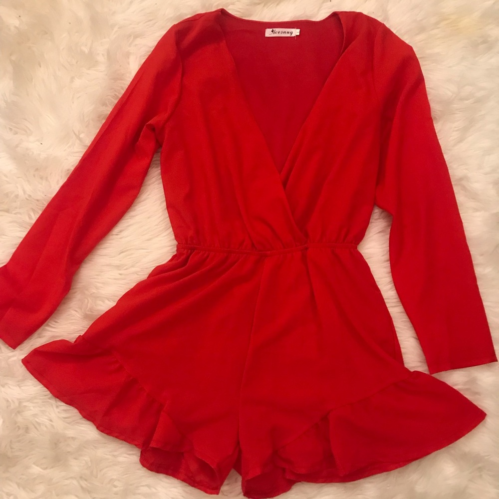 Bright red romper